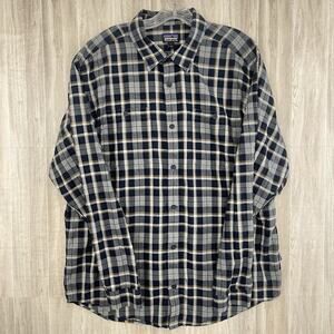 Patagonia Flannel Shirt Mens Large Plaid Organic Cotton Outdoors Hiking Preppy